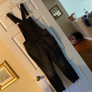 Black denim overalls